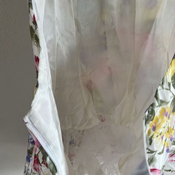 Vintage Roberta Floral Mini Halter Dress Flare Women’s 8 Garden Fairy Pinup - Picture 7 of 10